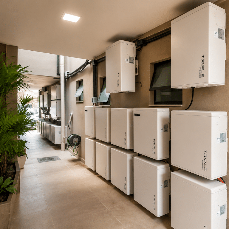 Sistema bem dimensionado de baterias em residência no Rio de Janeiro